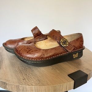 ALEGRIA Paloma Yeehaw Mary Jane Shoes Size 37 6.5 -7 US Brown Leather Demask
